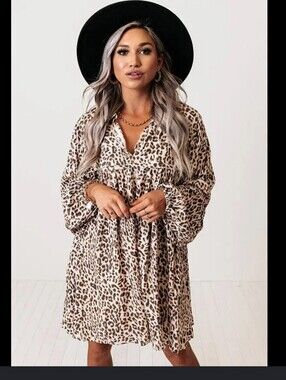 Meritt Leopard Mini Babydoll Shirt Dress